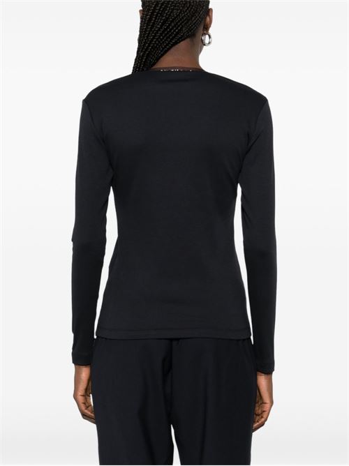 T-shirt donna nera manica lunga con scollo a V Fabiana Filippi | JED266F134L9075146